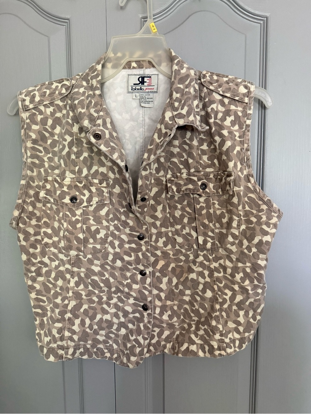Vintage Leopard Print Denim Vest